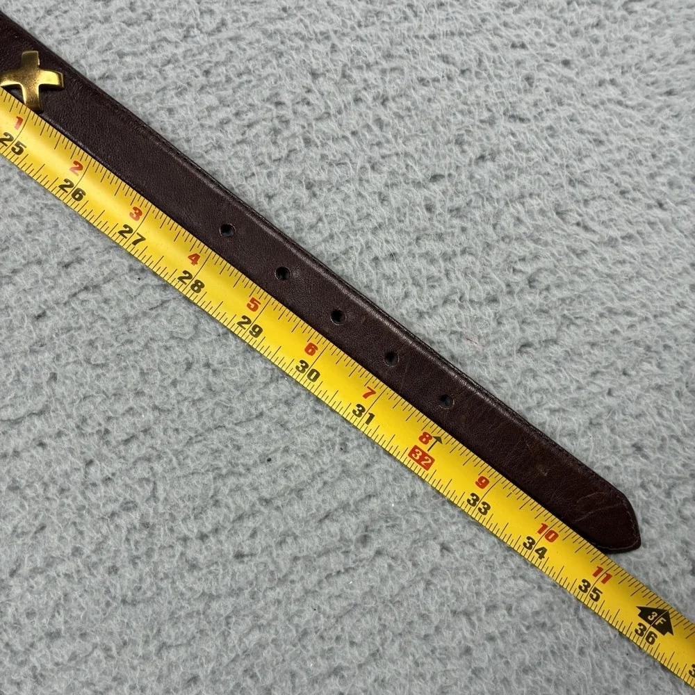 Robert Lee Morris Italian California Leather Belt Brown Gold Charm Women's Large